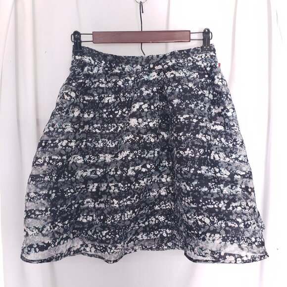 Xhilaration Multicolor Floral Stripe Splatter Sheer Ruffle Short Skirt Size M - Picture 1 of 13
